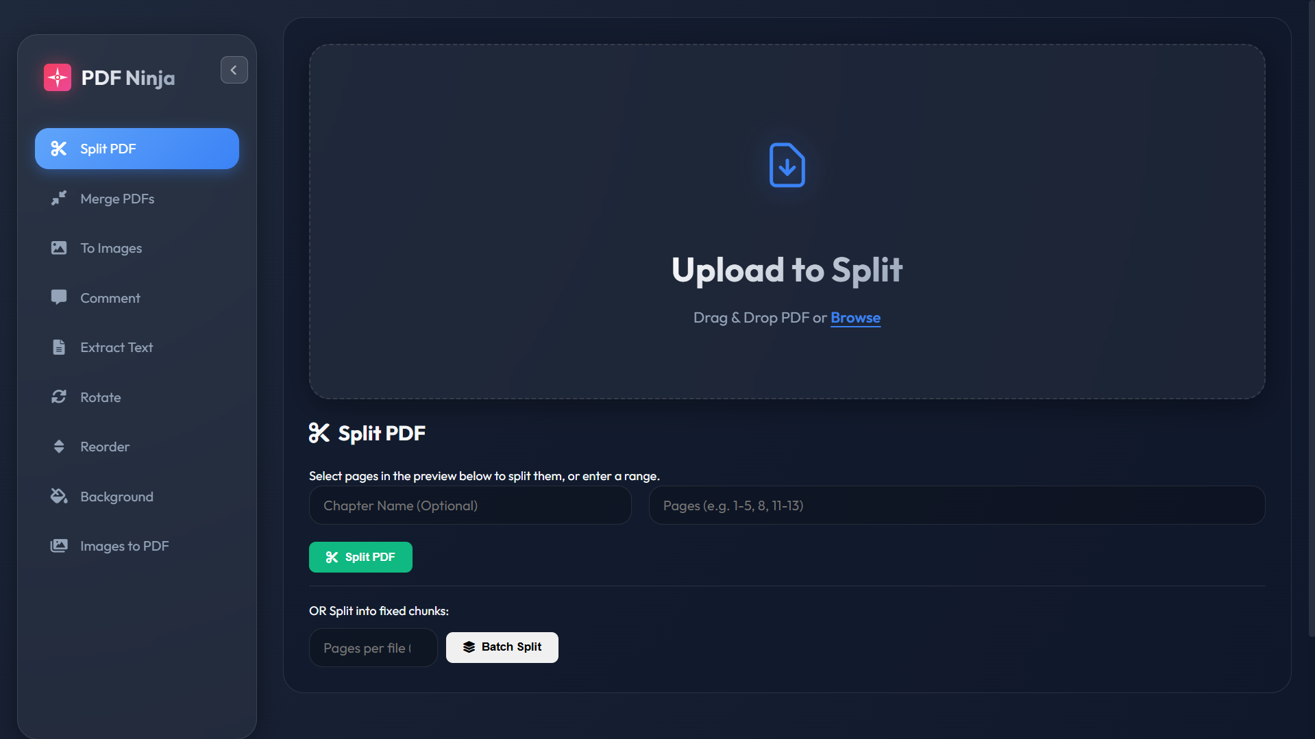 PDFToolHub - Modern PDF editing interface with split, merge, and convert tools